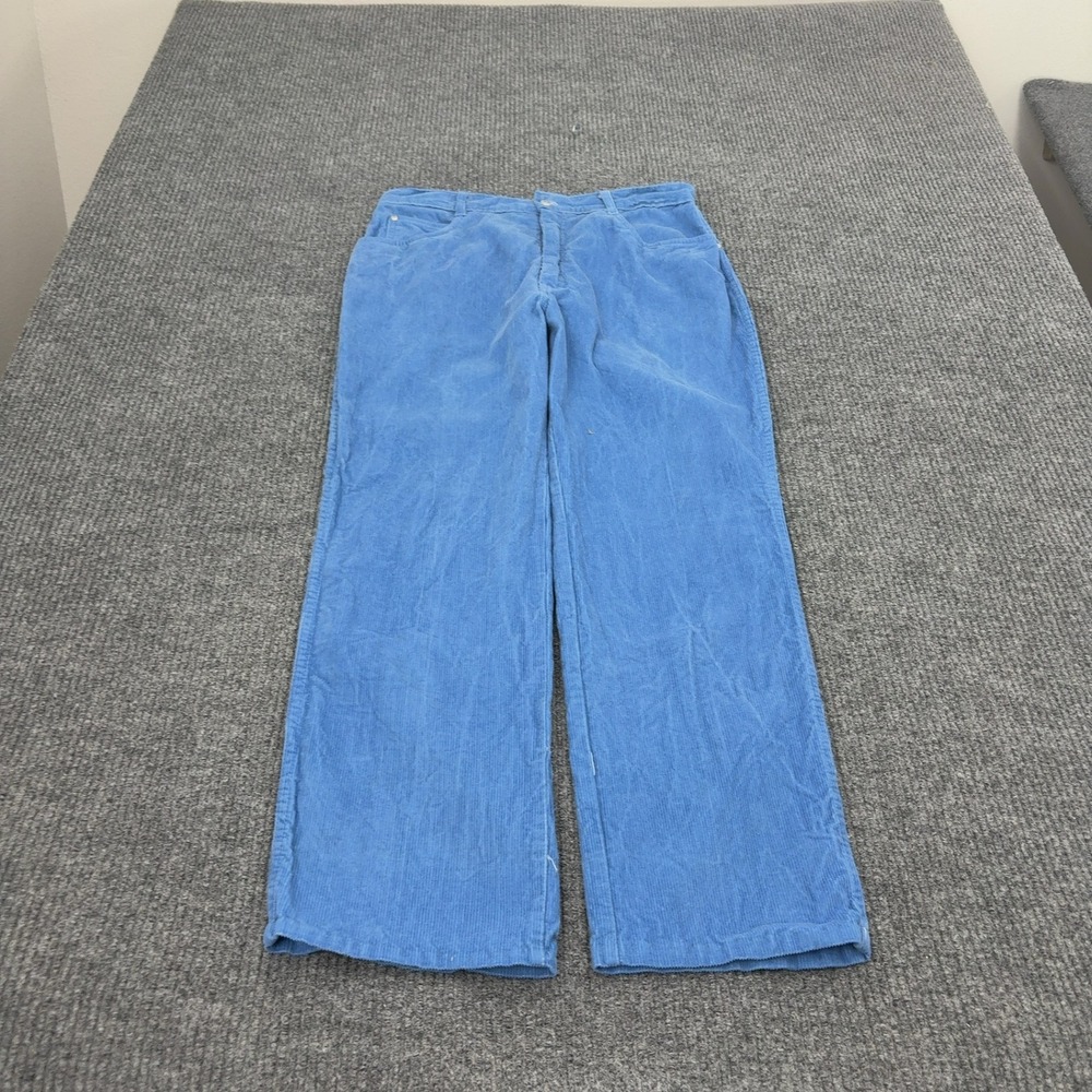 Vintage Gitano Corduroy Pants Womens 16 Blue Cotton High Rise Straight Leg Retro